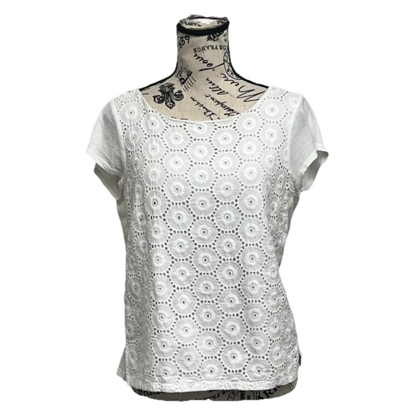 Vtg Y2k Retro The Limited Ivory Eyelet Crochet Blouse Beach Cottegecore M Preppy - Picture 2 of 11